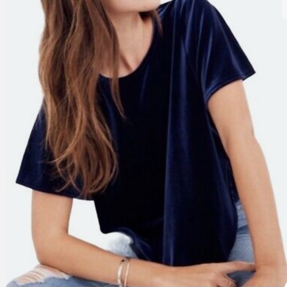 Madewell Blue Velvet Batwing Top Size XL